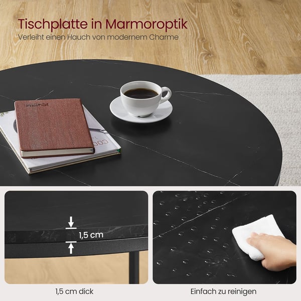 Opholdsstuebord med glasplade i moderne stil marmor-sort-ink-sort