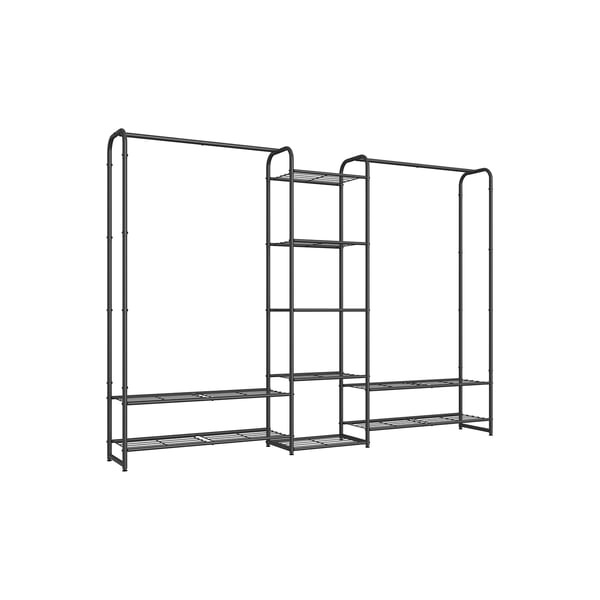Tøjstativ med hylder 29 x 183 x 158,4 cm mat sort