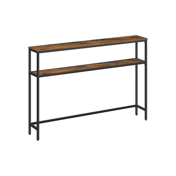 Smalt sofabord med 2 hylder vintage brun-ink sort