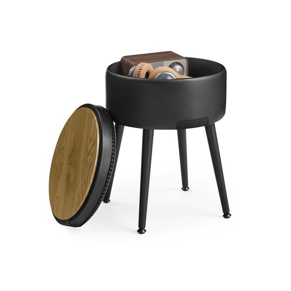 EKHO Collection Opbevaringspuf, toiletstol, rund opbevaringssæde, bærer 150 kg, blæk sort