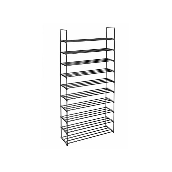 10-facks skoställ högt skoställ smalt skoställ förvaring metall platsbesparande omklädningsrum ingång 30 x 94 x 206 cm svart