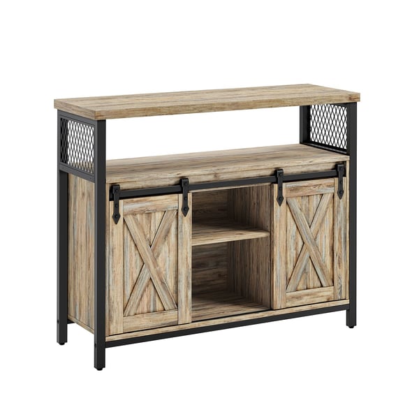 Sideboard, köksskåp, förvaringsskåp, med 2 skjutbara dörrar, 33 x 100 x 80 cm, justerbara hyllor, för vardagsrum, turkosbrun och bläcksvart