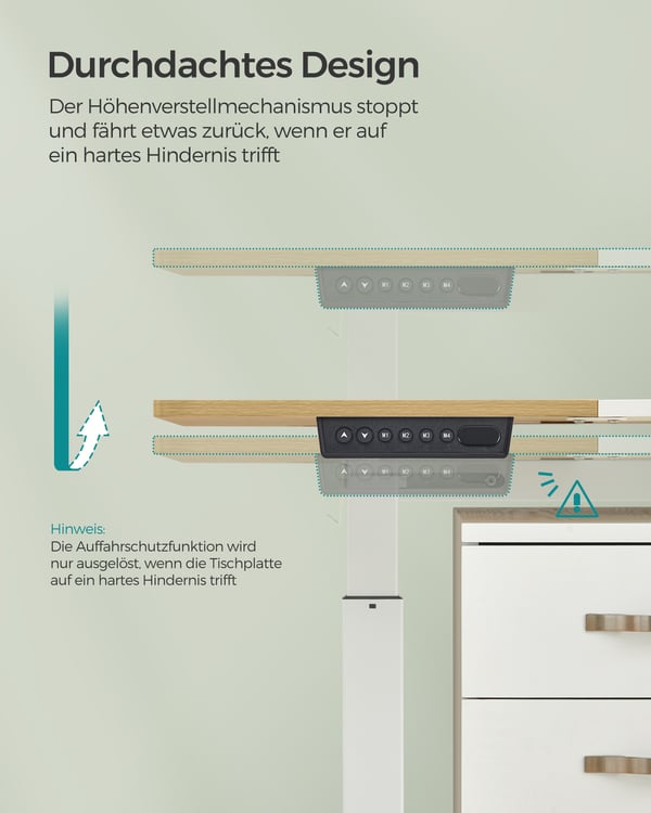 Højdejusterbart skrivebord elektrisk pastel gul-base hvid