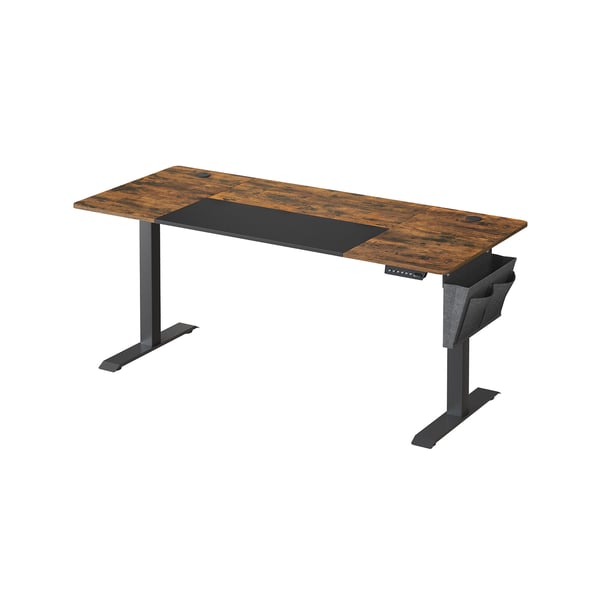 Højdejusterbart elektrisk skrivebord, 70 x 160 x (72-120), fuldt justerbart, splejset top, memory-funktion med 4 højder, vintage brown/base black LSD026X01