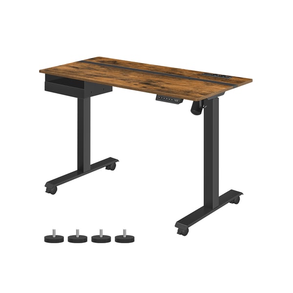 Højdejusterbart skrivebord 60 x 120 cm vintage brun-sort