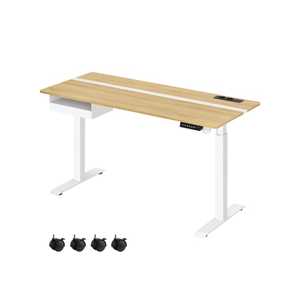 Skrivebord med stikkontakter og skuffe 60 x 140 cm