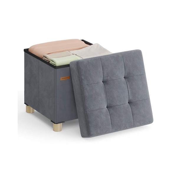 Bænk med opbevaringsplads 38 x 38 x 40 cm Fodskammel 37 L skifergrå