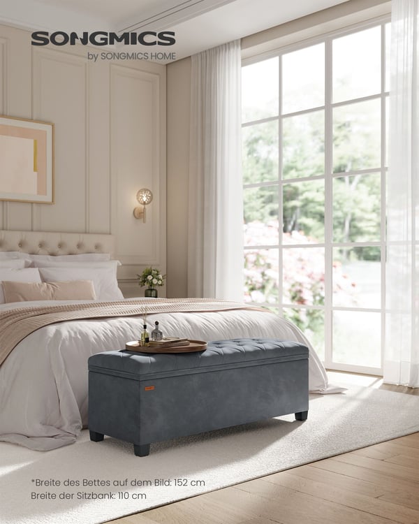 Skammel med opbevaringsplads 40 x 110 x 40 cm skifergrå