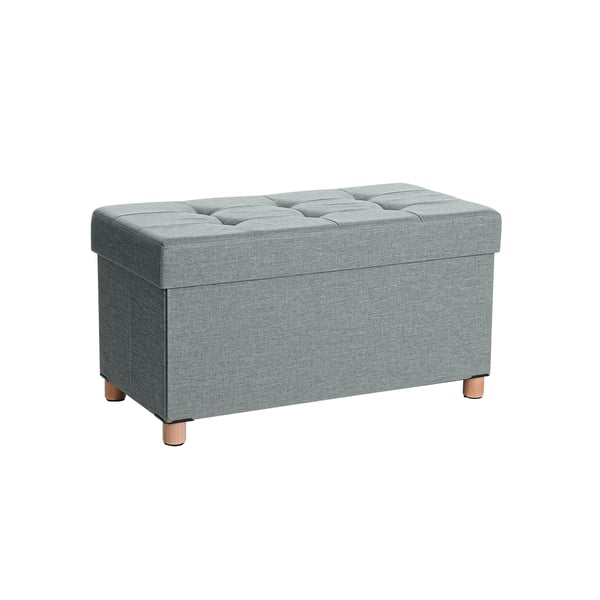 Songmics hopfällbar bänkpall med förvaringsutrymme och lock, underrede av massivt trä, platsbesparande 65 L kapacitet, upp till 300 kg, 76 x 38 x 40 cm