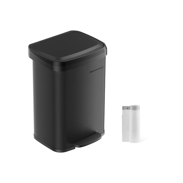 Köksavfallsbehållare 50 liter i metall med lock, svart