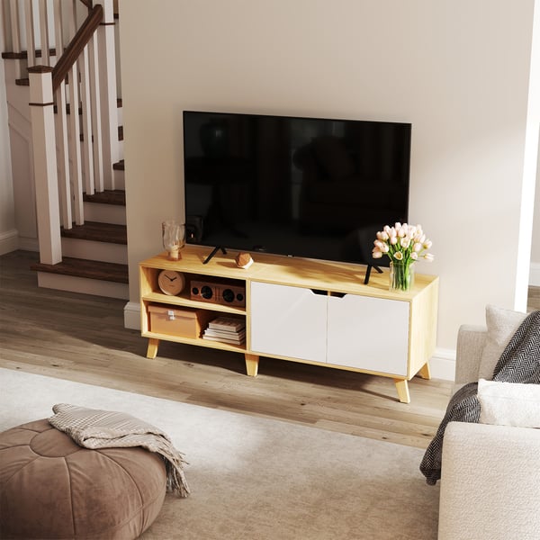 TV-skåp, TV-bord med 2 dörrar, 140 cm långt