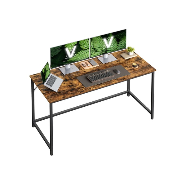 Smalt skrivebord 140 x 60 x 75,7 cm Studierum Hjemmekontor Kontor Enkel montering Stål Industriel design Vintage Brun/Sort