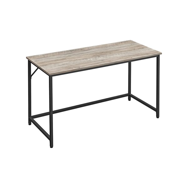 Skrivebord, computerbord, slankt kontorborde, 140 x 60 x 75,7 cm, arbejdsværelse, hjemmekontor, kontor, nem montering, stål, industrielt design, gråbrun-sort