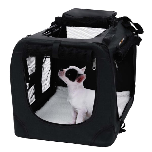 Hundetransportkasse, sammenklappelig stoftransportkasse, 50 x 35 x 35 cm, sort