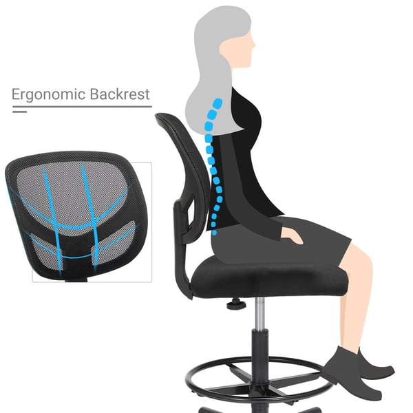 Mesh Drafting Stool Chair, OBN15BK