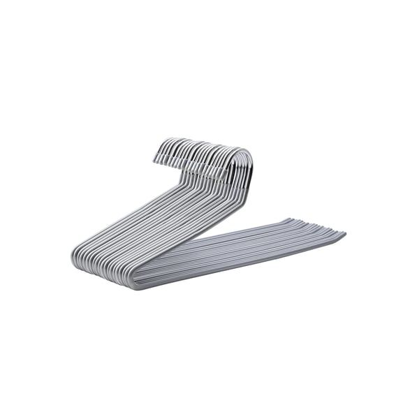 Pakkaus 20 metallista housuhenkaria, joissa on avoin pää ja liukumaton pinnoite, tilaa säästävä, 38 cm leveä, harmaa