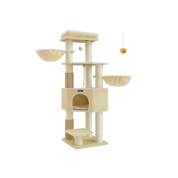 Kradsetræ med platforme 50 x 50 x 160 cm sand-beige-beige Kradsetræ med platforme 50 x 50 x 160 cm sand-beige-beige