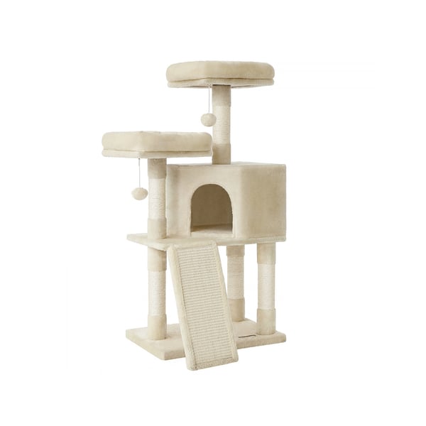 Liten klösbräda för katt med klösbräda Plattformar för katt Mjuk plysch 115 cm Helt Sisal Omsluten Kolumn Beige