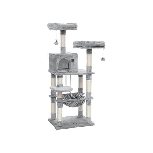 Kissapuu, Stable Cat Tower, 2 pehmoista istuinta, 143cm, vaaleanharmaa PCT15W Kissapuu, Stable Cat Tower, 2 pehmoista istuinta, 143cm, vaaleanharmaa PCT15W