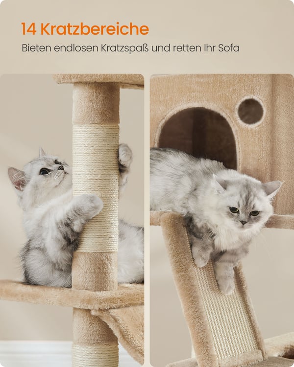 Kradsetræ large 206 cm høj multi-storey camel brown