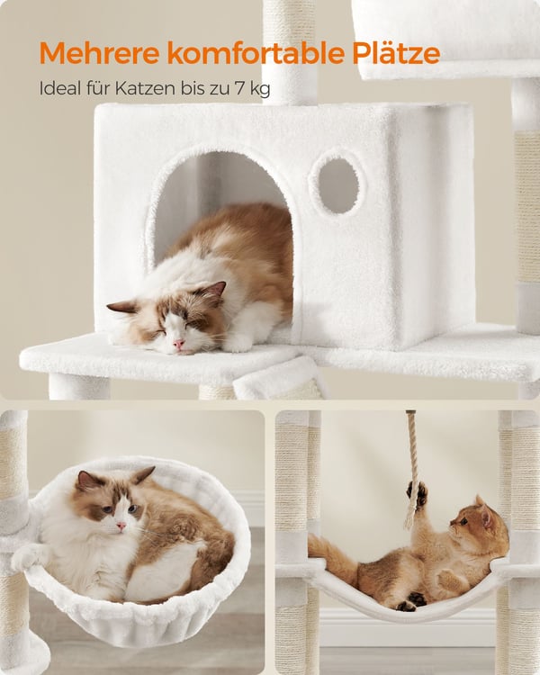 Kradsetræ stor 2 platforme plysbolde beige