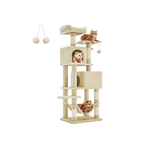 Kradsetræ 155 cm med platforme og hængekøje beige