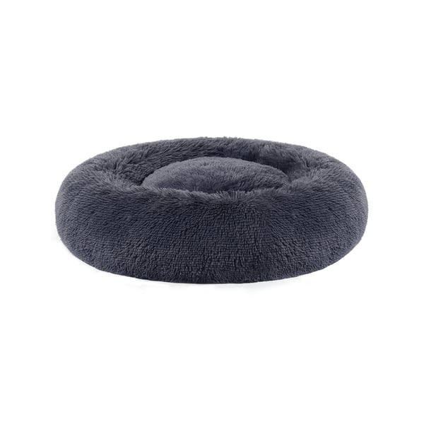 Koiran sänky, Donut kissan sänky, pörröinen rauhoittava lemmikkieläinten sänky, jossa on irrotettava, pestävä päällinen, pehmeä pitkä pehmo, 70 cm, tummanharmaa