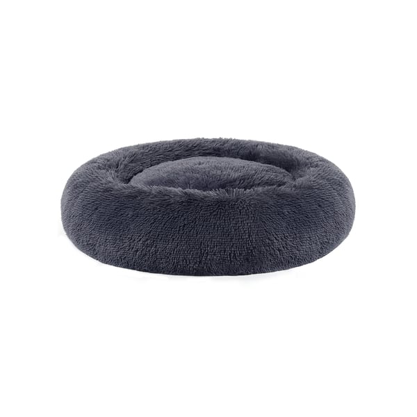 Koiran sänky, Donut kissan sänky, pörröinen rauhoittava lemmikkieläinten sänky, jossa on irrotettava, pestävä päällinen, pehmeä pitkä pehmo, 80 cm, tummanharmaa