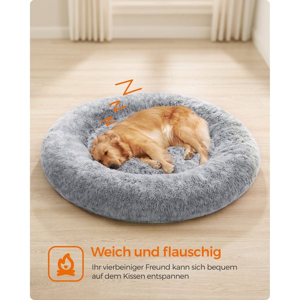Fluffy hundeseng Ø 120 cm lysegrå