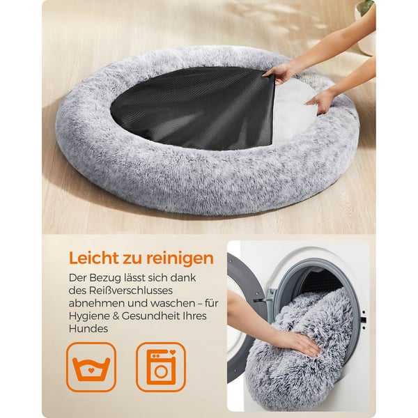 Fluffy hundeseng Ø 120 cm lysegrå