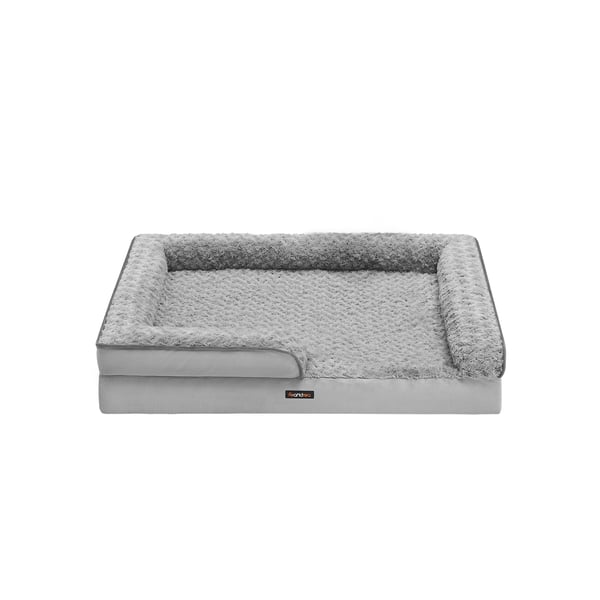 Ortopedisk hundbädd med plyschöverdrag dove grey