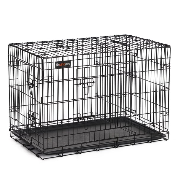 Hundebur, hundekasse med 2 døre, 92,5 x 57,5 x 64 cm, sort