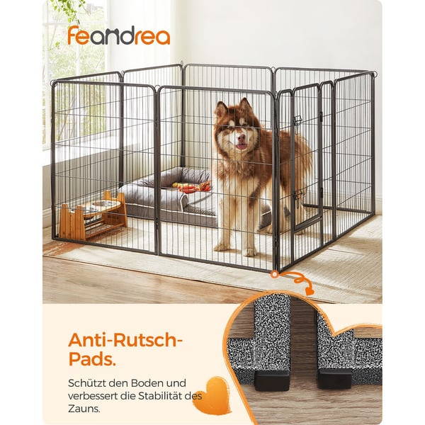 8-panelet legegård til kæledyr, robust hundegård, 77 x 100 cm, grå