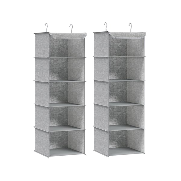 Hanging organiser sæt af 2 med metalkroge lysegrå Hanging organiser sæt af 2 med metalkroge lysegrå