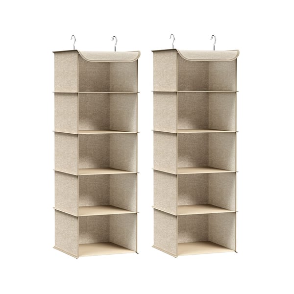 Hanging organiser sæt af 2 med metalkroge sandbeige