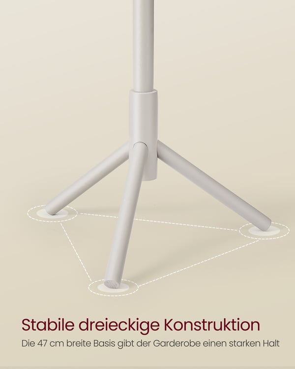 Kløpstativ i massivt træ Kløpstativ i træform 8 kroge 3 justerbare højder til tøj, hat, taske, stue, soveværelse, kontor Cappuccino Beige