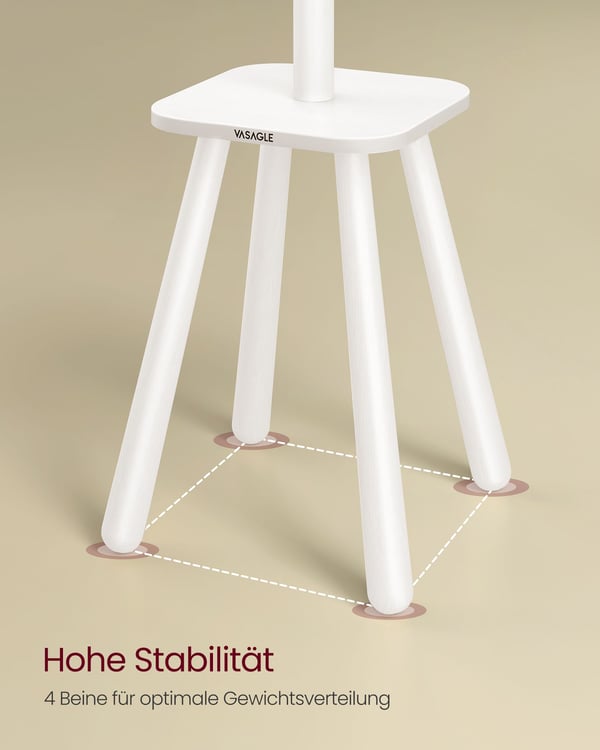 Tøjstativ med 8 kroge og hylde skyhvid