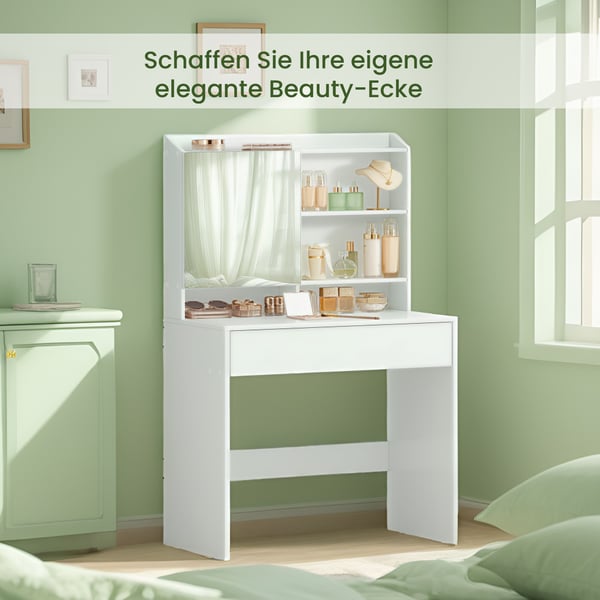 Toiletbord, toiletbord med spejl og en skuffe, kosmetikbord Toiletbord, toiletbord med spejl og en skuffe, kosmetikbord