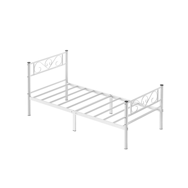 Enkelt sengestel Sengestel Metalsengestel Passer til 3ft x 7ft madras Gæsteseng Voksen Børn Nem montering Små rum Hvid
