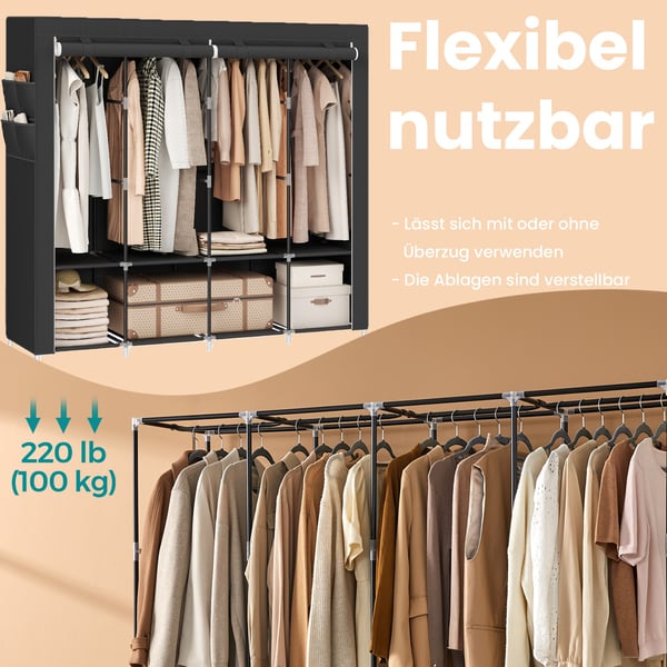 Stofgarderobe, garderobeskab, 45 x 170 x 167 cm