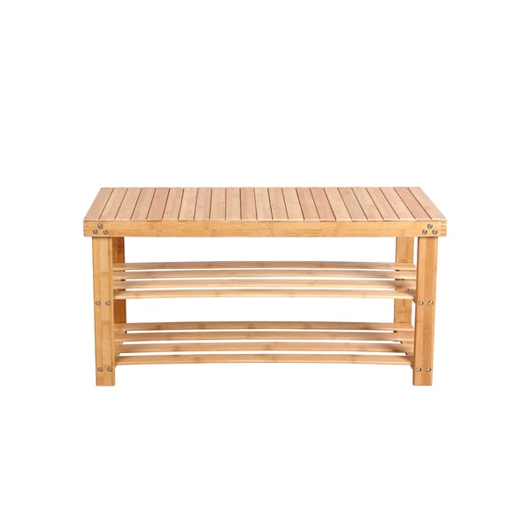 Bænk med skoholder i bambus