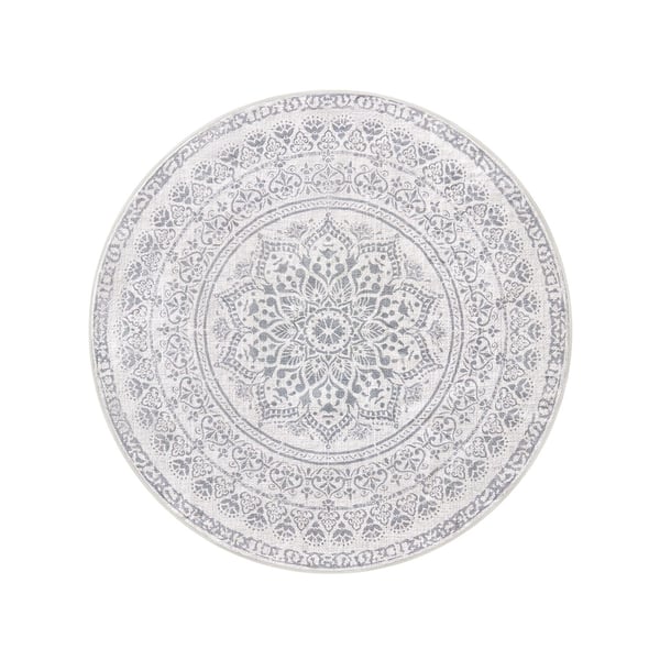 Vardagsrumsmatta, diameter 120 cm, rund matta för vardagsrum, halkfri, för sovrum, enkelsoffa, maskintvättbar, Boho-stil, Taupe Grey