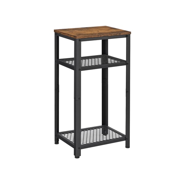 Vintage End Table, Side Coffee Table, jossa on 2 verkkohyllyä, Accent Table, jossa on säädettävät jalat, vakaa metallirunko ja helppo kokoonpano U