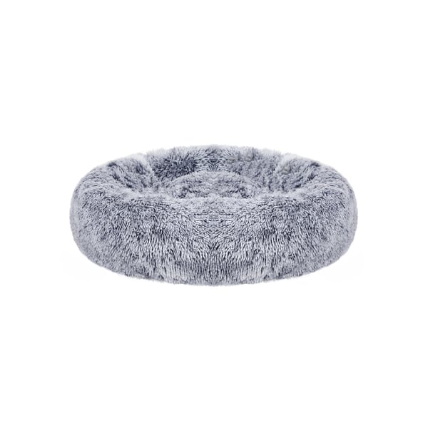 Hundeseng, Donut-katteseng, Blød og beroligende dyreseng med aftageligt, vaskbart betræk, Blødt langt plys, 50 cm, Grå