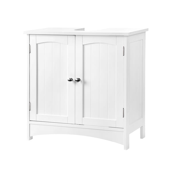 Opbevaringsskab under vask Badeværelsesgulvskab med 2 døre Justerbar hylde 60 x 30 x 60 cm Hvid