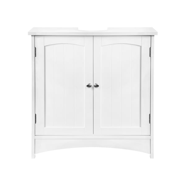 Opbevaringsskab under vask Badeværelsesgulvskab med 2 døre Justerbar hylde 60 x 30 x 60 cm Hvid
