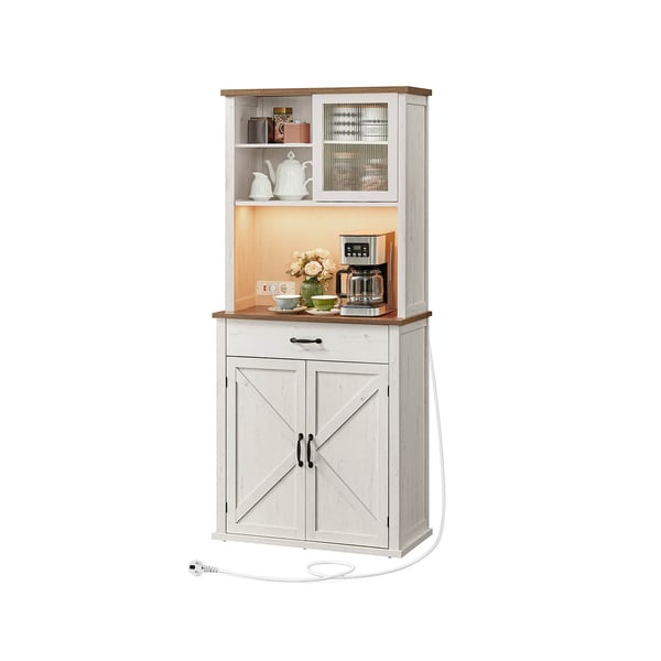 VASAGLE Vintage-sideboard i vitt med belysning