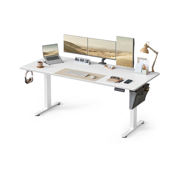 SONGMICS Højdejusterbart elektrisk skrivebord 180 x 80 cm skyhvid