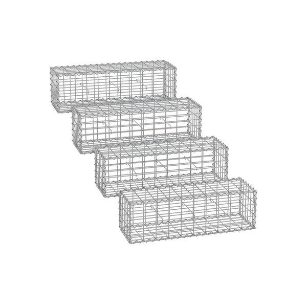SONGMICS Gabionkorgar med 5 x 10 cm maskstorlek, 4-pack, silver