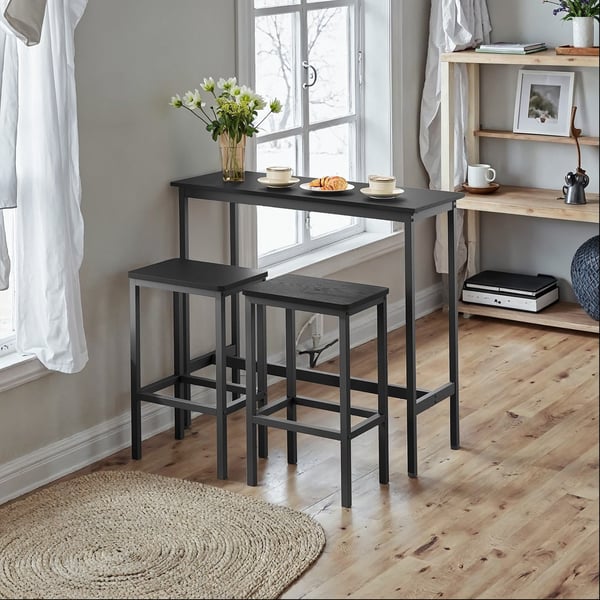 VASAGLE matgrupp, barbord med 2 barstolar, ståbord med stolsats